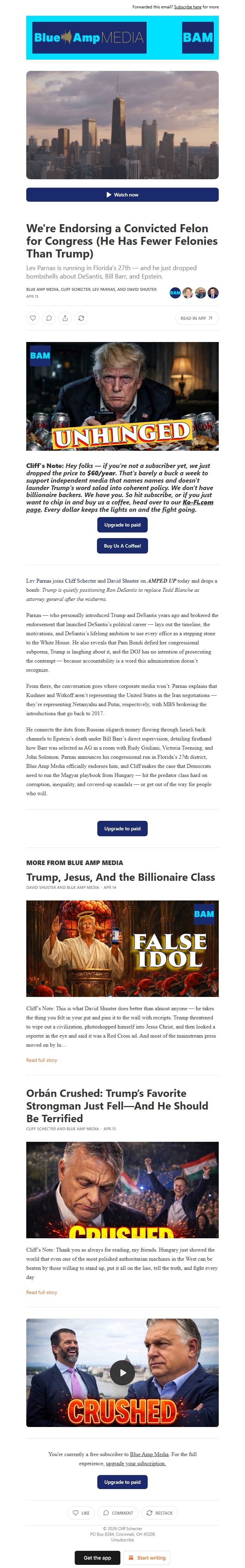 Blue Amp | original endorsement email